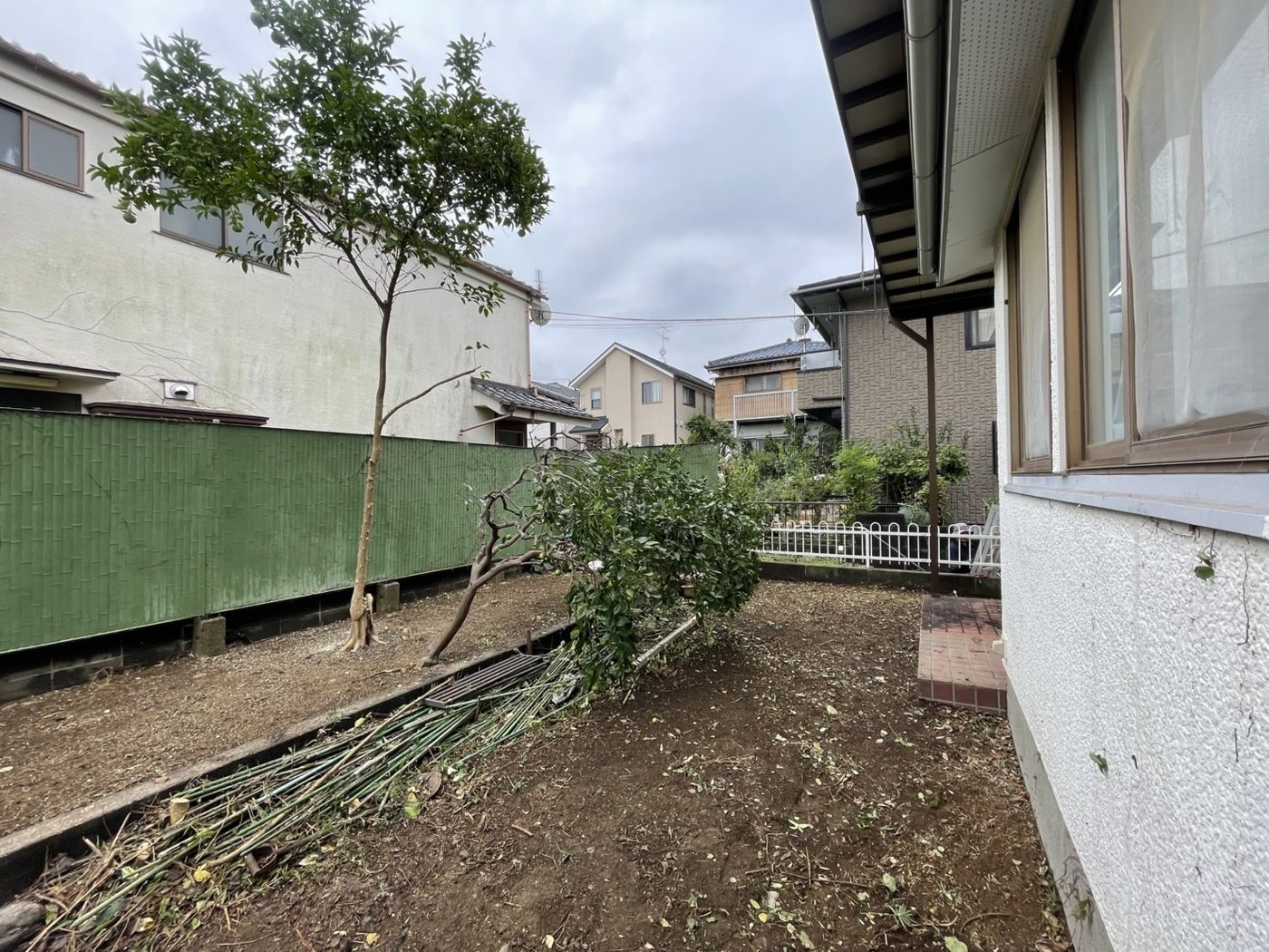 横浜市泉区 庭いっぱいに茂った雑木の伐採と草刈り 縁側の前 施工後