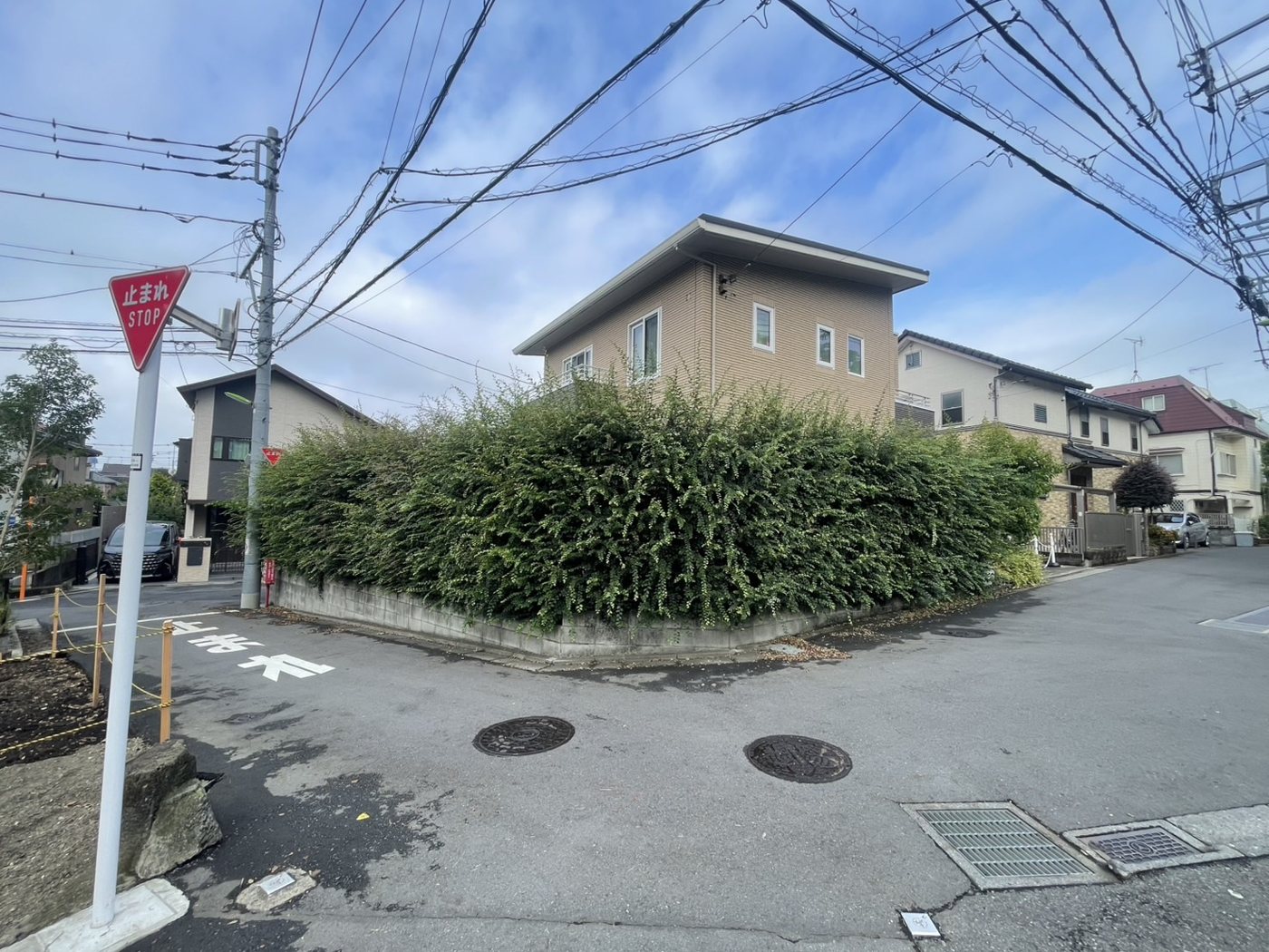 横浜市港南区 角地の生垣・庭まわりの整理 施工前