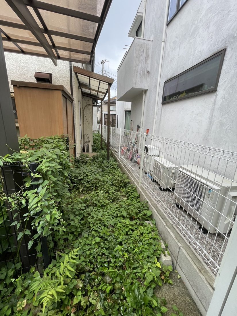 横浜市鶴見区 通路脇の雑木整理 施工前